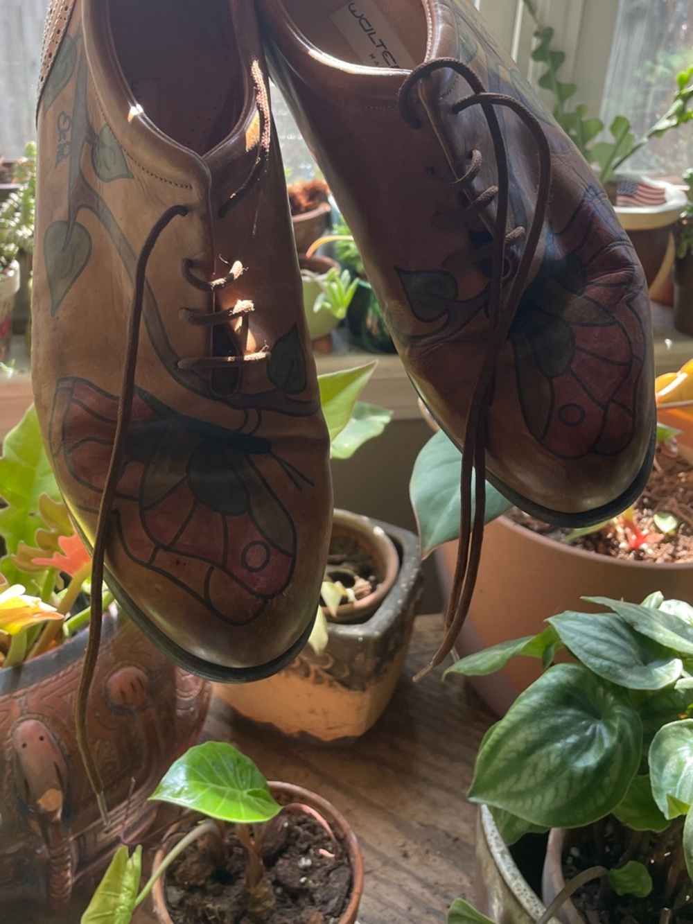Walter Genuin Hand-Painted Floral Oxford Shoes